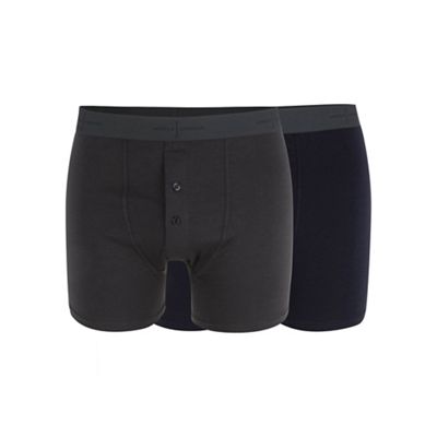 Big and tall designer pack of two navy and dark grey soft stretch boxers